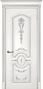 Дверь межкомнатная крашенная Смальта-11 эмаль белая RAL9003 патина серебро глухая
