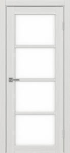Дверь межкомнатная экошпон Турин 540.2222 ясень серебристый остеклённая (лакобель белый)