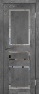 Дверь межкомнатная ПВХ RA-3 слим бетон темный остекленная (зеркало графит)