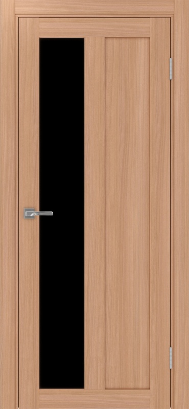 Дверь межкомнатная экошпон Турин 521.21 ясень тёмный остеклённая (лакобель чёрный)