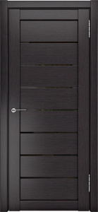 Дверь межкомнатная экошпон ЛУ-7 венге остеклённая (лакобель чёрный)