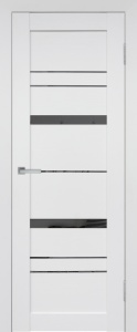 Дверь межкомнатная ПВХ LE-7 ясень белый матовый остекленная (зеркало графит)