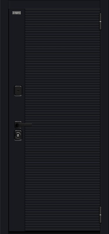 Входная металлическая дверь Джет-3 (RBE) Total Black / Snow Melinga