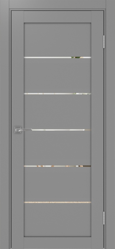 Дверь межкомнатная экошпон Турин 506.12 серый остеклённая (зеркало)