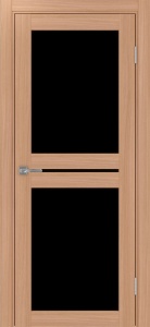 Дверь межкомнатная экошпон Турин 520.222 ясень тёмный остеклённая (лакобель чёрный)