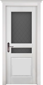 Дверь межкомнатная массив ольхи Гармония эмаль белая остеклённая (сатинат с рисунком)
