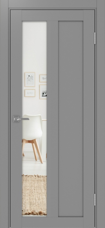 Дверь межкомнатная экошпон Турин 521.21 серый остеклённая (зеркало)