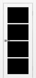 Дверь межкомнатная экошпон Турин 540.2222 белый снежный остеклённая (лакобель чёрный)