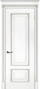Дверь межкомнатная крашенная Смальта-08 эмаль белая RAL9003 патина серебро глухая