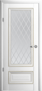 Дверь межкомнатная винил Версаль-1 белый остекление сатинат белый с рисунком