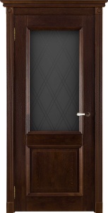 Дверь межкомнатная массив дуба Афина античный орех остеклённая (сатинат с рисунком)