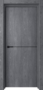 Дверь межкомнатная экошпон Лофт-1 AL чёрная кромка с 2-х сторон (врезан магнитный замок) ольха серая глухая