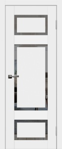 Дверь межкомнатная ПВХ RA-4 слим софт милк остекленная (зеркало графит)