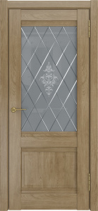 Дверь межкомнатная экошпон ЛУ-52 дуб натуральный остеклённая (сатинат белый с рисунком)
