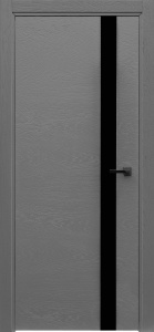 Дверь межкомнатная крашенная (шпон натуральный + эмаль) Uno grigio RAL7015 остекление лакобель чёрный