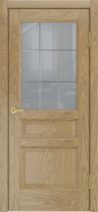 Дверь межкомнатная шпонированная (шпон натуральный) Атлантис-2 дуб натуральный остеклённая (сатинат тонированный с гравировкой)