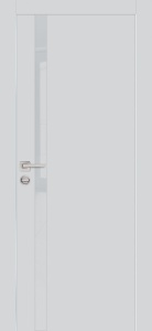Дверь межкомнатная экошпон (полипропилен) PX-8 агат кромка AL хром с 4-х сторон (с заводской врезкой под петли и механизм AGB) остекленная (лакобель лунный)