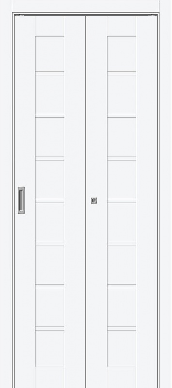 Дверь межкомнатная складная (книжка) ПЭТ Браво-20 White Silk глухая от магазина Мир Дверей в Клину