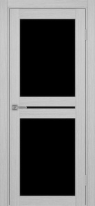 Дверь межкомнатная экошпон Турин 520.222 серый дуб остеклённая (лакобель чёрный)
