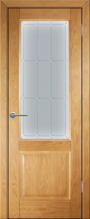 Дверь межкомнатная шпонированная (шпон натуральный) Прованс-12 светлый орех остеклённая (сатинат с рисунком АП-60Э)