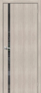 Дверь межкомнатная из экошпона «Браво-1.55» Cappuccino Melinga остекление Mirox Grey