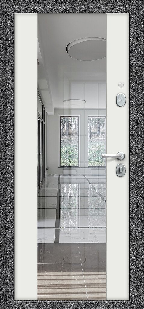 Входная металлическая дверь Тайга-7 антик серебряный / белый