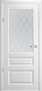 Дверь межкомнатная винил Эрмитаж-2 белый остекление сатинат белый с рисунком