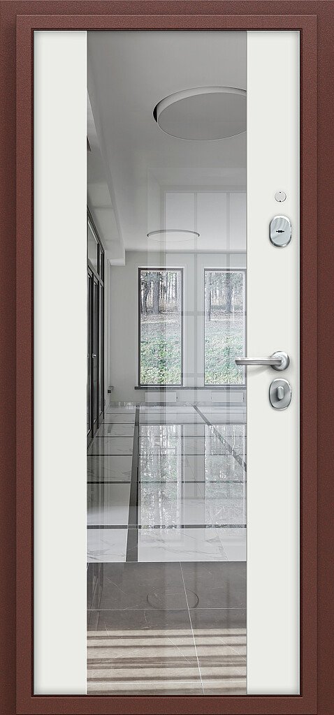 Входная металлическая дверь Тайга-7 антик медный / белый