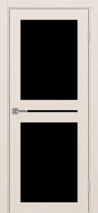 Дверь межкомнатная экошпон Турин 520.222 ясень перламутровый остеклённая (лакобель чёрный)