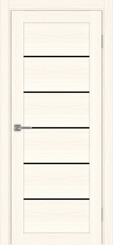 Дверь межкомнатная экошпон Турин 506.12 ясень светлый остеклённая (лакобель чёрный)