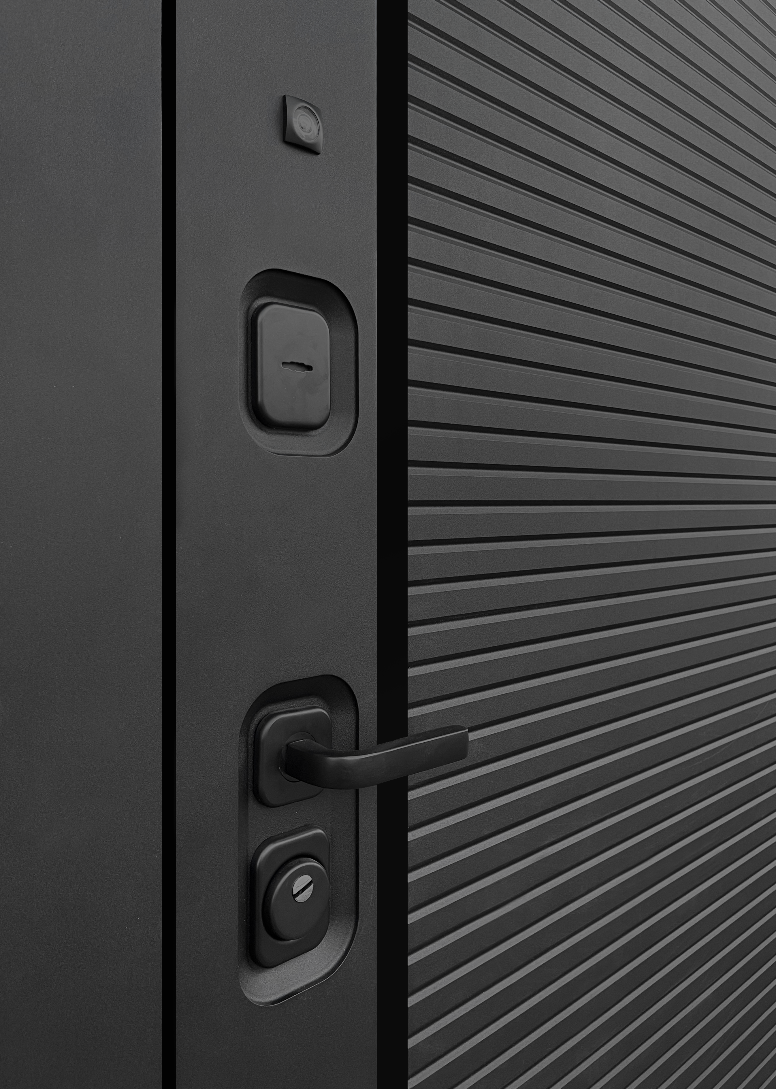 Входная металлическая дверь Стайл черная мягкая шагрень / белоснежная мягкая шагрень
