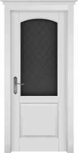 Дверь межкомнатная массив ольхи Фоборг эмаль белая остеклённая (сатинат с рисунком)