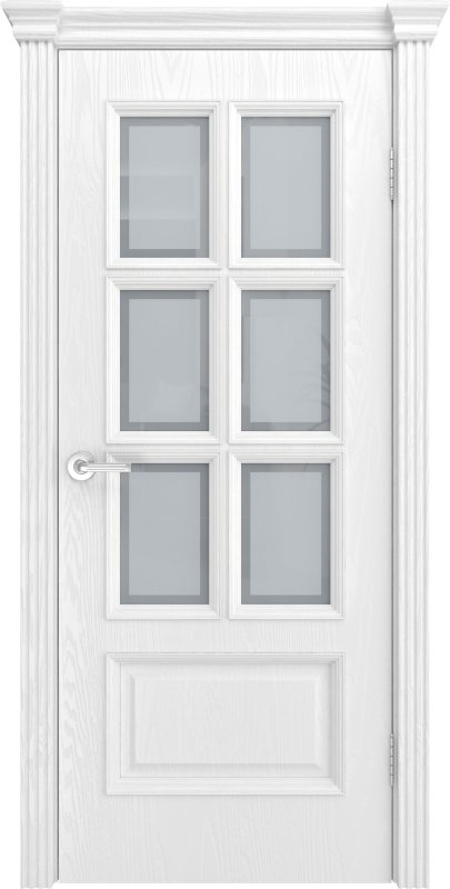 Дверь межкомнатная шпонированная Фрейм-10 ясень белоснежный (сатинат с фацетом)