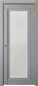 Дверь межкомнатная экошпон soft-touch Деканто ПДО-2 бархат серый (вставка чёрная) остеклённая (сатинат матовый)