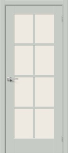 Дверь межкомнатная из эмалита «Прима-11.1» Grey Matt остеклённая (Magic Fog)
