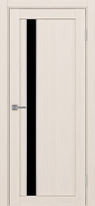 Дверь межкомнатная экошпон Турин 528АППSC.121 ясень перламутровый остеклённая (лакобель чёрный)