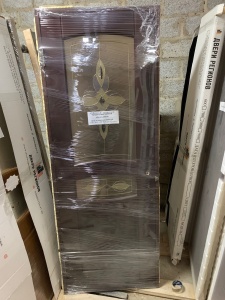 Выставочный образец Ювелия шпонированный (шпон натуральный) махагон 200х70-ДО + коробка 2,5 шт. + наличник 2,5 шт. + врезана защёлка и петли левые