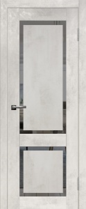 Дверь межкомнатная ПВХ RA-2 слим бетон крем остекленная (зеркало графит)