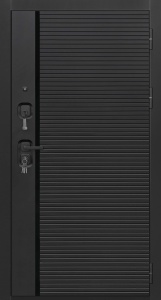 Входная металлическая дверь Стайл Z (зеркало) черная мягкая шагрень / белоснежная мягкая шагрень
