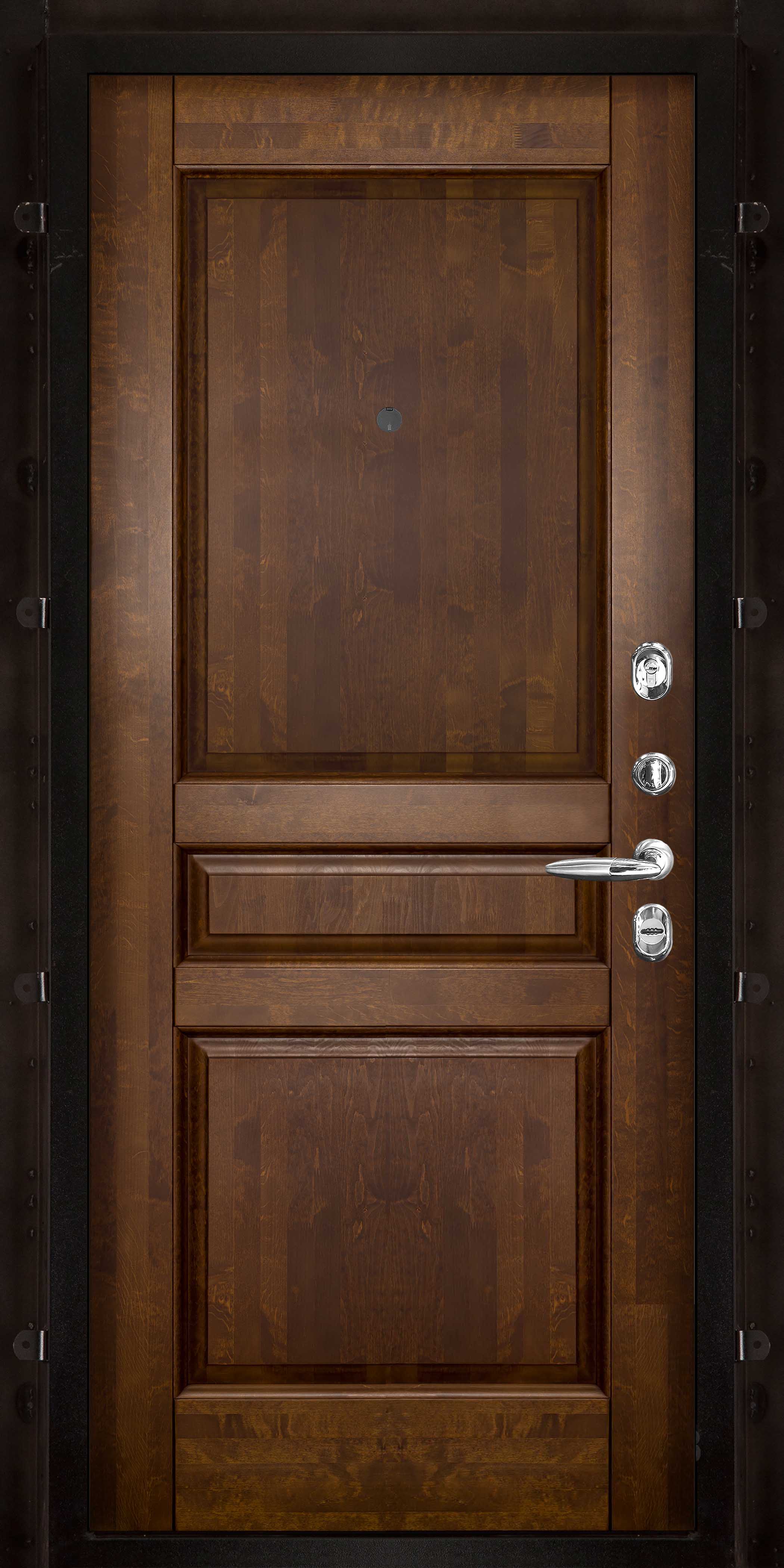 Входная металлическая дверь с терморазрывом Термо 3 антик медь / Гармония массив ольхи античный орех