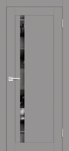 Дверь межкомнатная экошпон (soft touch) PST-8 серый бархат остеклённая (зеркало тон.)