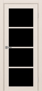 Дверь межкомнатная экошпон Турин 540.2222 ясень перламутровый остеклённая (лакобель чёрный)