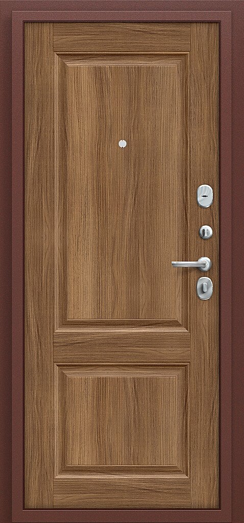 Входная металлическая дверь Тайга-7 антик медный / каштан