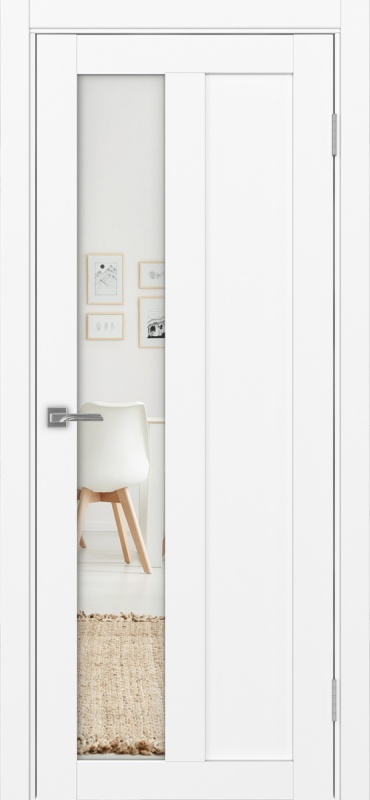 Дверь межкомнатная экошпон Турин 521.21 белый снежный остеклённая (зеркало)