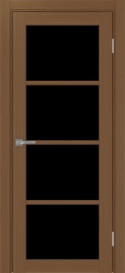 Дверь межкомнатная экошпон Турин 540.2222 орех остеклённая (лакобель чёрный)
