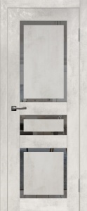 Дверь межкомнатная ПВХ RA-3 слим бетон крем остекленная (зеркало графит)