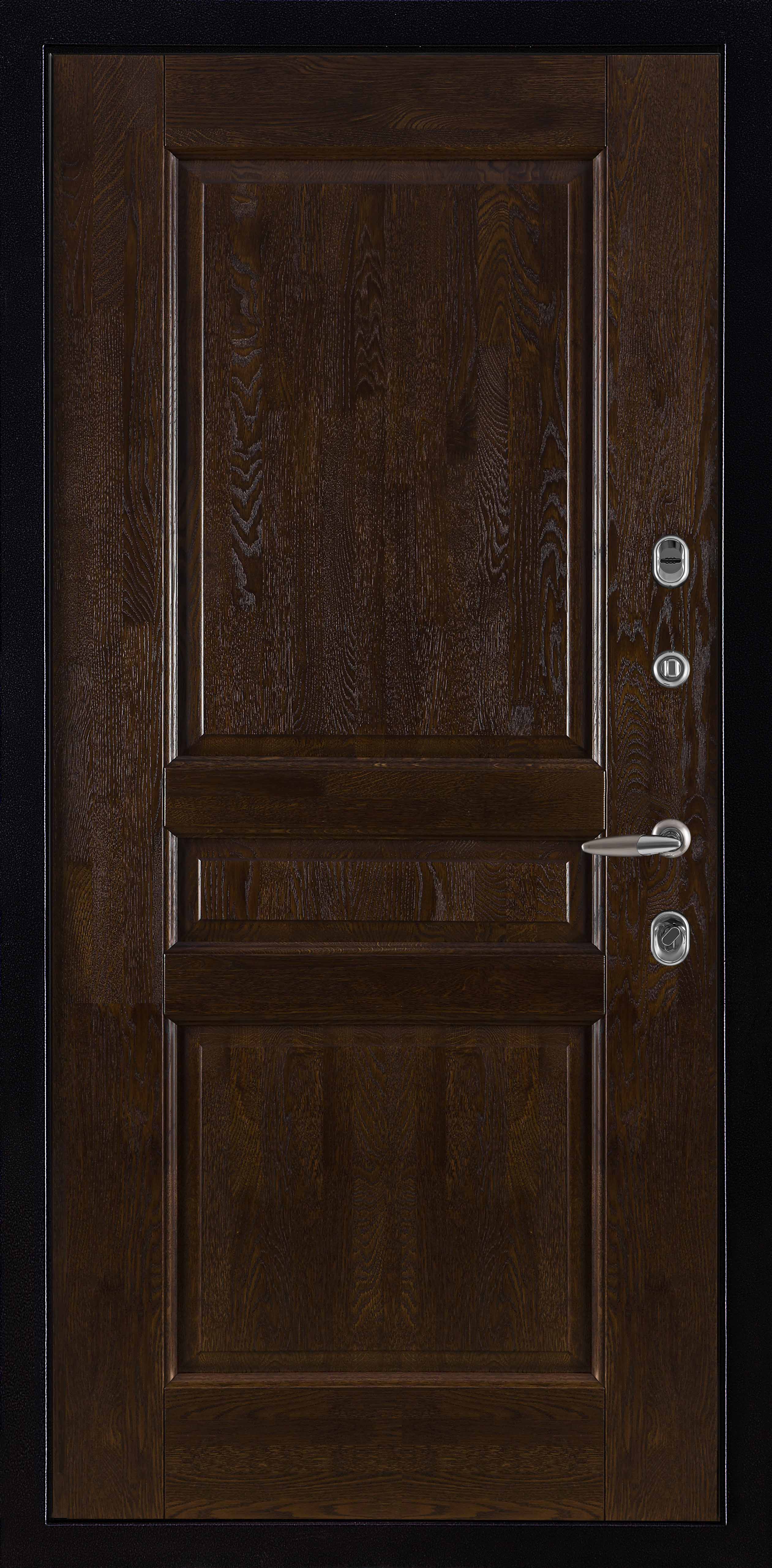 Входная металлическая дверь с терморазрывом Термо 3 антик медь / Виктория массив дуба античный орех