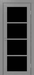 Дверь межкомнатная экошпон Турин 540.2222 серый остеклённая (лакобель чёрный)