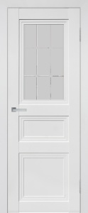 Дверь межкомнатная ПВХ DS-3 слим софт милк остекленная (сатинат светлый с гравировкой)