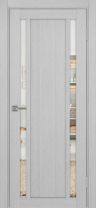 Дверь межкомнатная экошпон Турин 522.212 серый дуб остеклённая (зеркало)